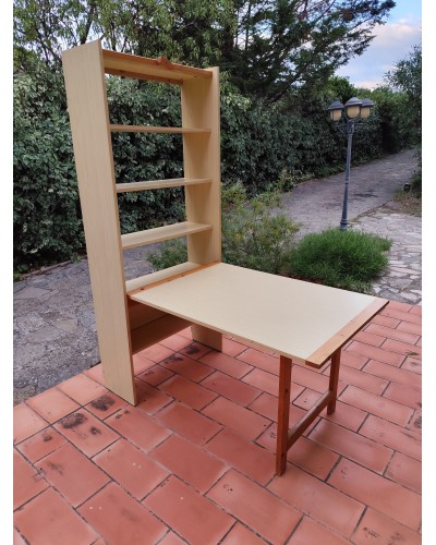 Table Bureau bibliothèque escamotable autoportante vintage Pin