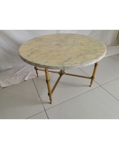 table basse marbre et laiton vintage années 60