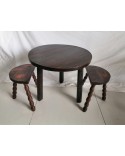 Salon Table basse d'appoint + 2 tabourets brutaliste vintage