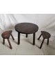 Salon Table basse d'appoint + 2 tabourets brutaliste vintage