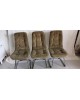 Suite de 3 chaises fauteuils vintage chrome et velours Années 70