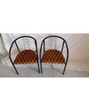 Duo de fauteuils vintage métal et velours