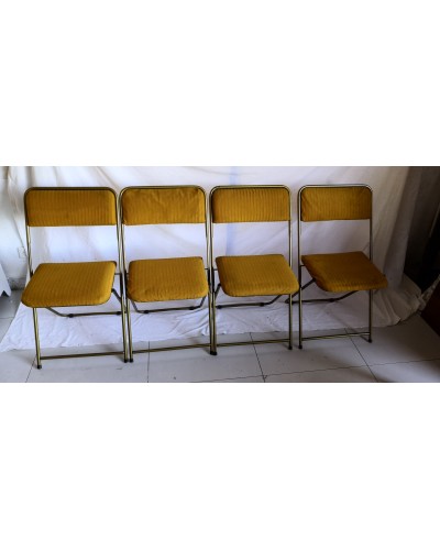 Suite de 4 chaises pliantes Laiton  LAFUMA  Années 70