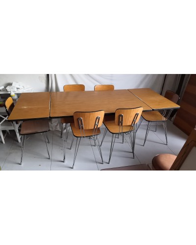 Table et 6 chaises en formica pieds eiffel Vintage Années 50